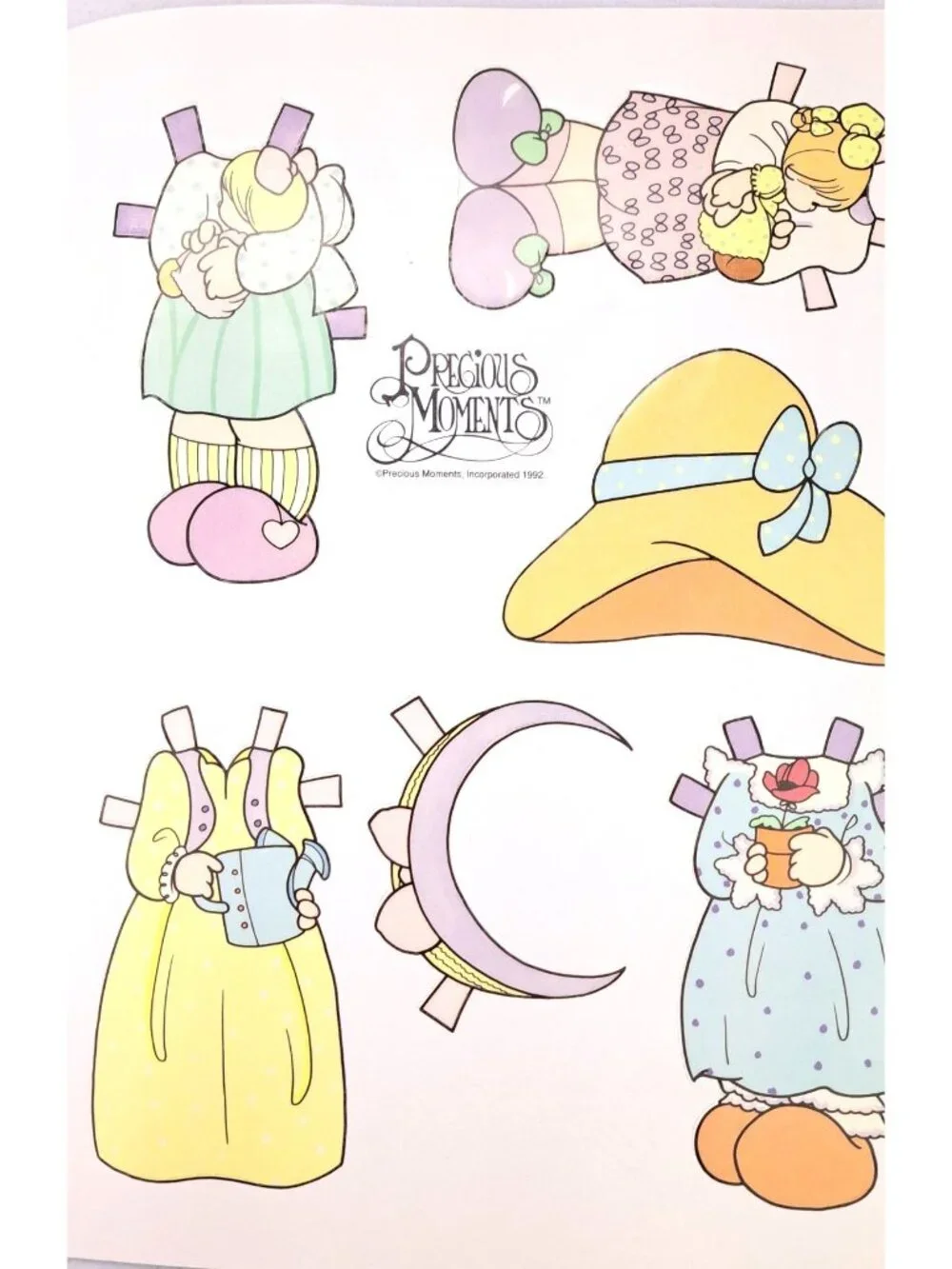 Vintage Precious Moments Paper Doll Book 1992 Golden Book New With Receipt Dog
